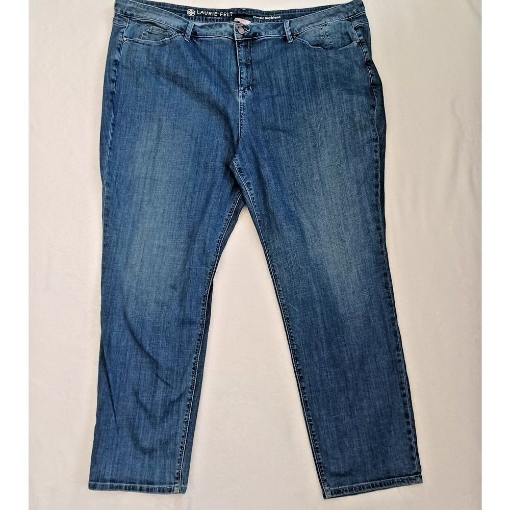 Laurie Felt Jeans Boyfriend Sz 26W Classic Straight Leg Blue Stretch Everyday